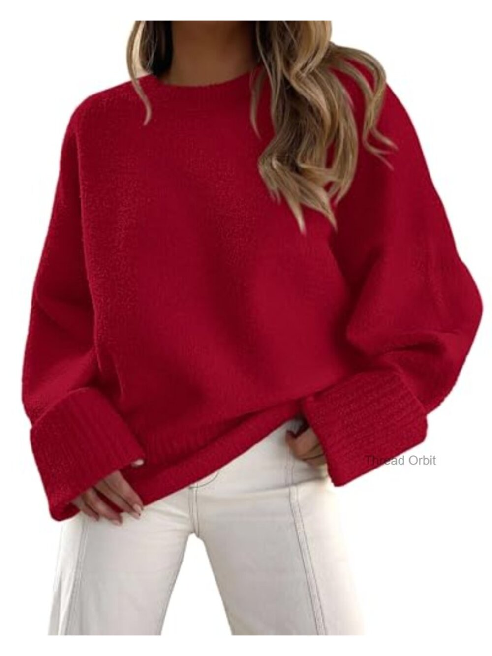 Cozy Oversized Crewneck Fuzzy Pullover Sweater Long Sleeve Knit